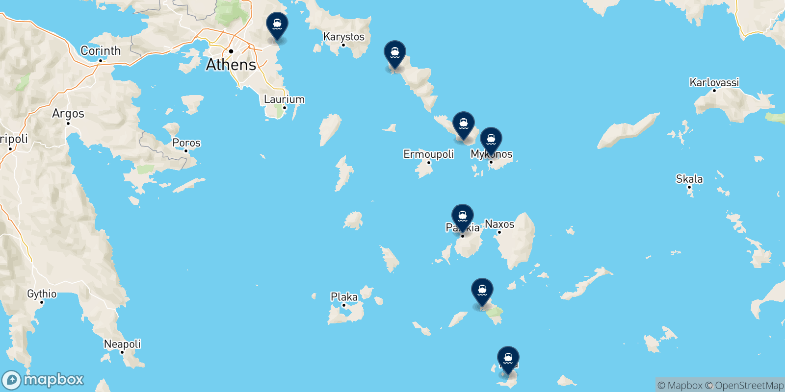 Mappa delle destinazioni Golden Star Ferries