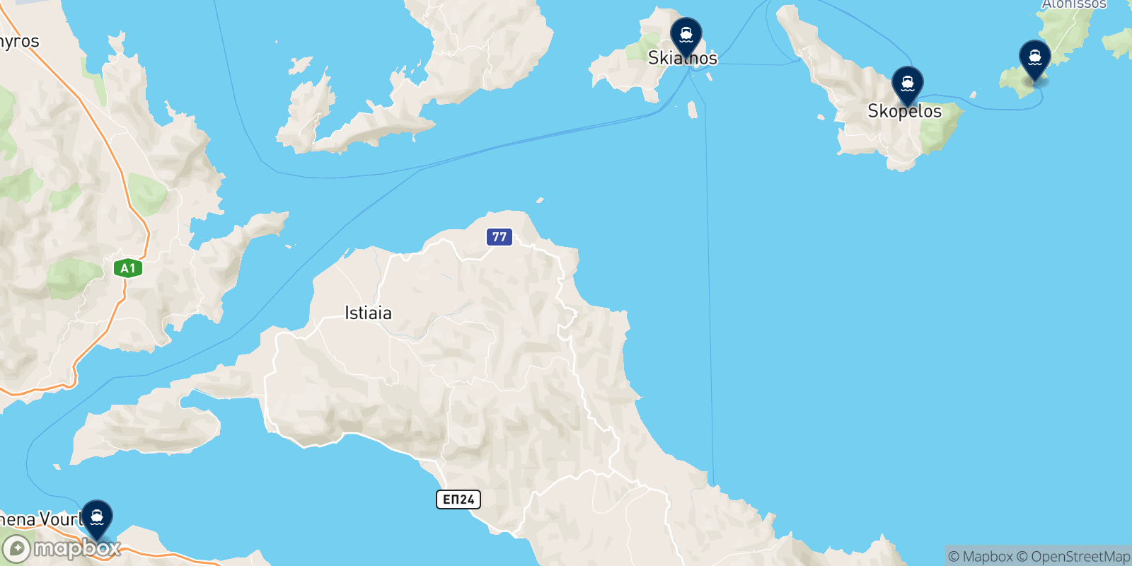 Mappa delle destinazioni Magic Sea Ferries