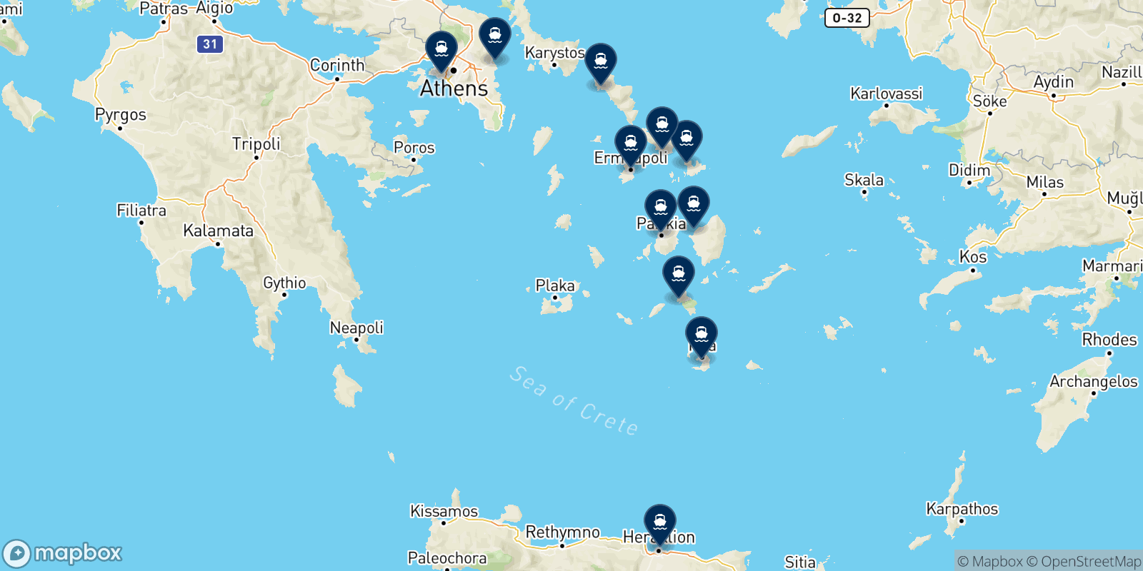 Mappa delle destinazioni Fast Ferries