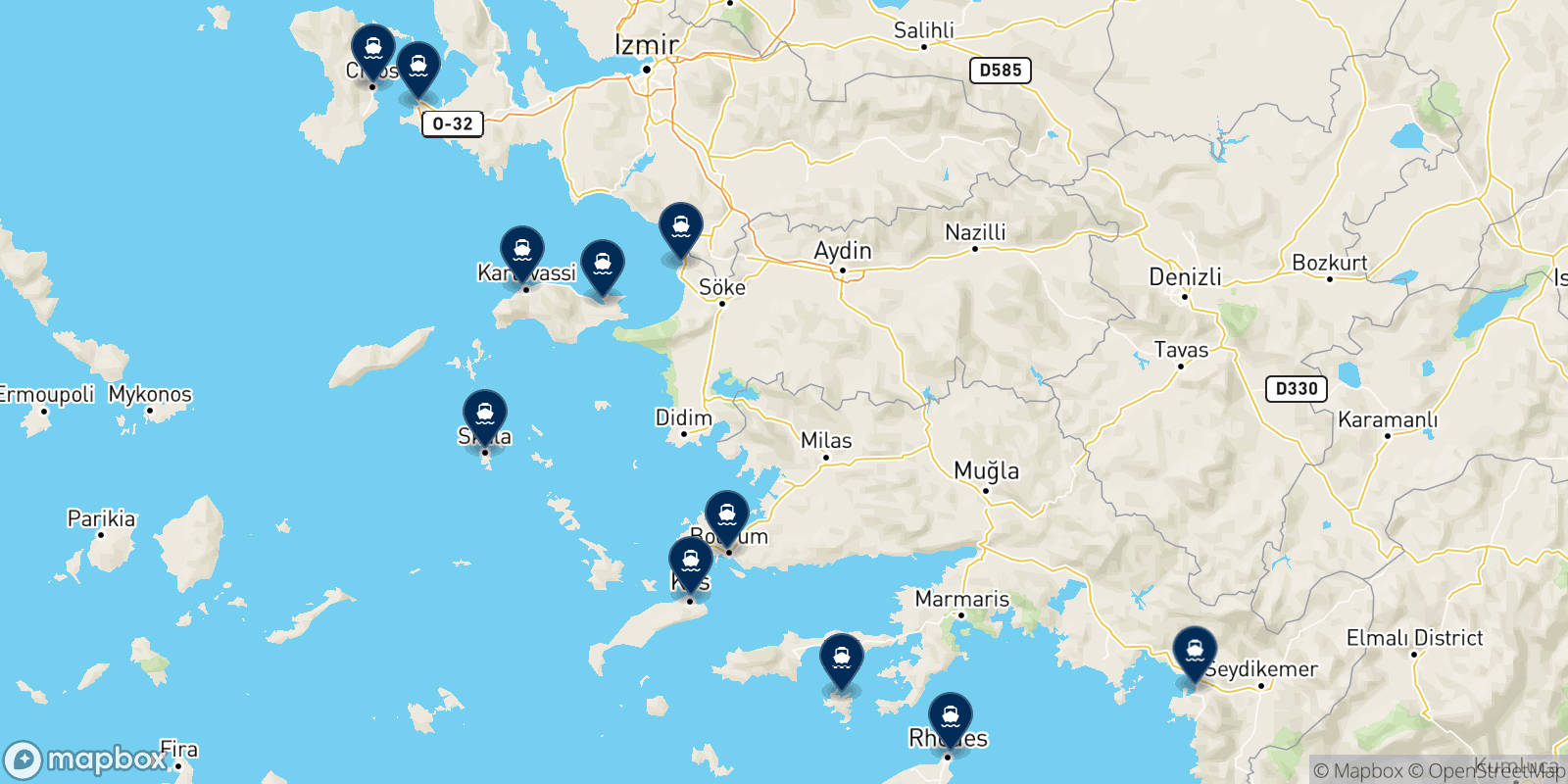Mappa delle destinazioni Makri A.e.