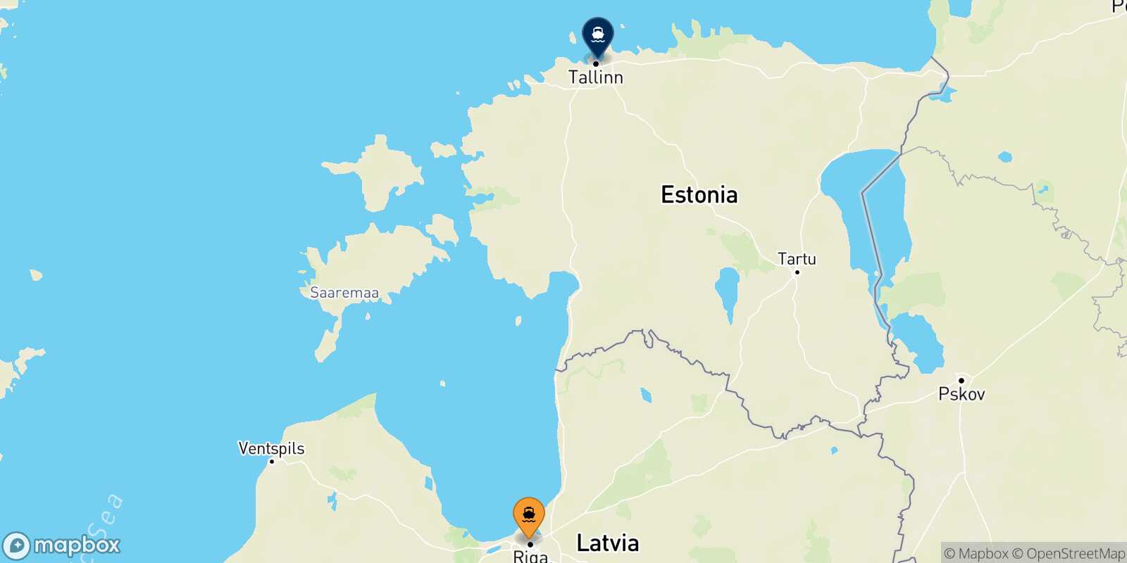 Mappa della rotta Riga Tallinn