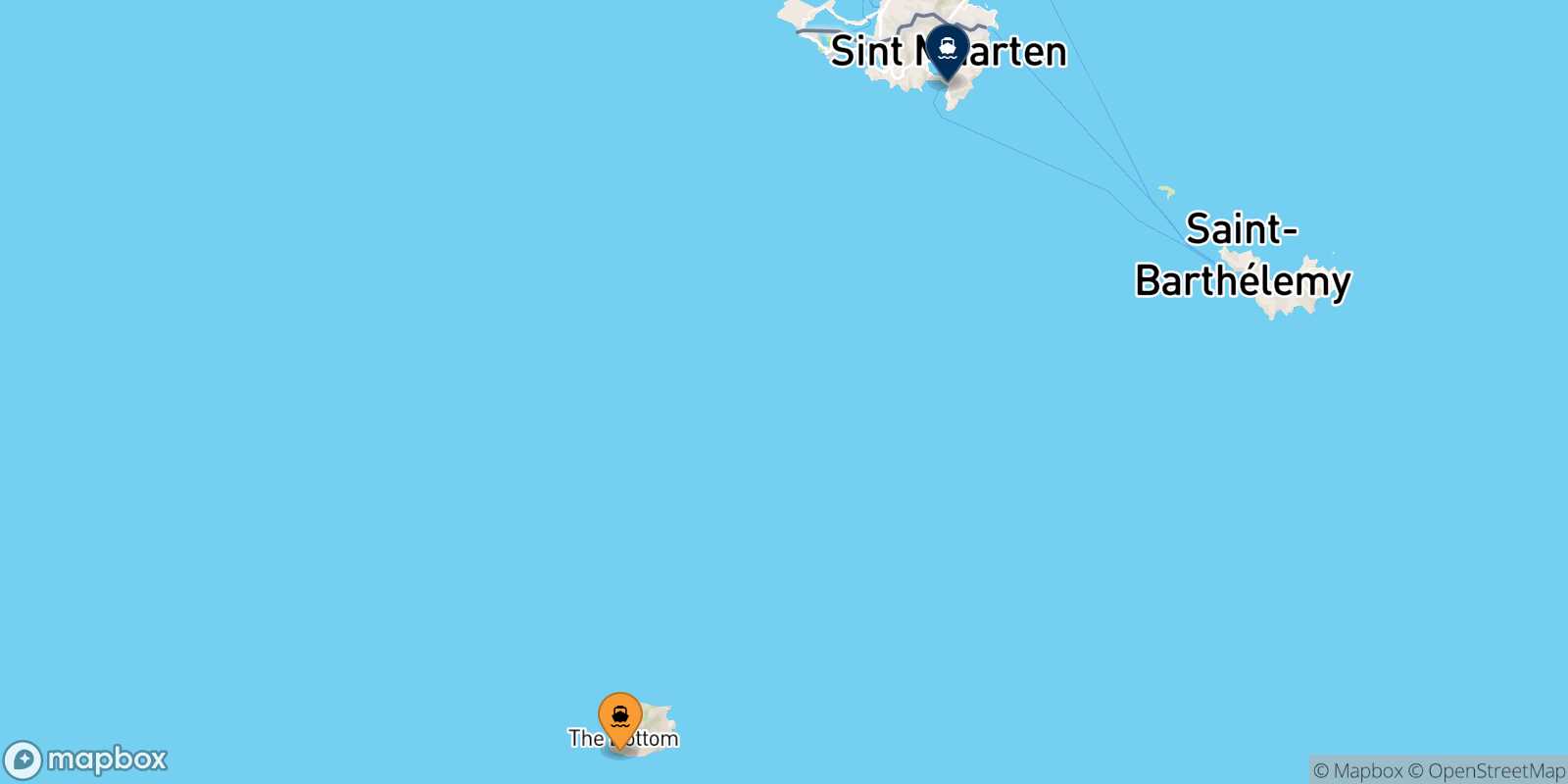 Mappa delle destinazioni raggiungibili da Saba