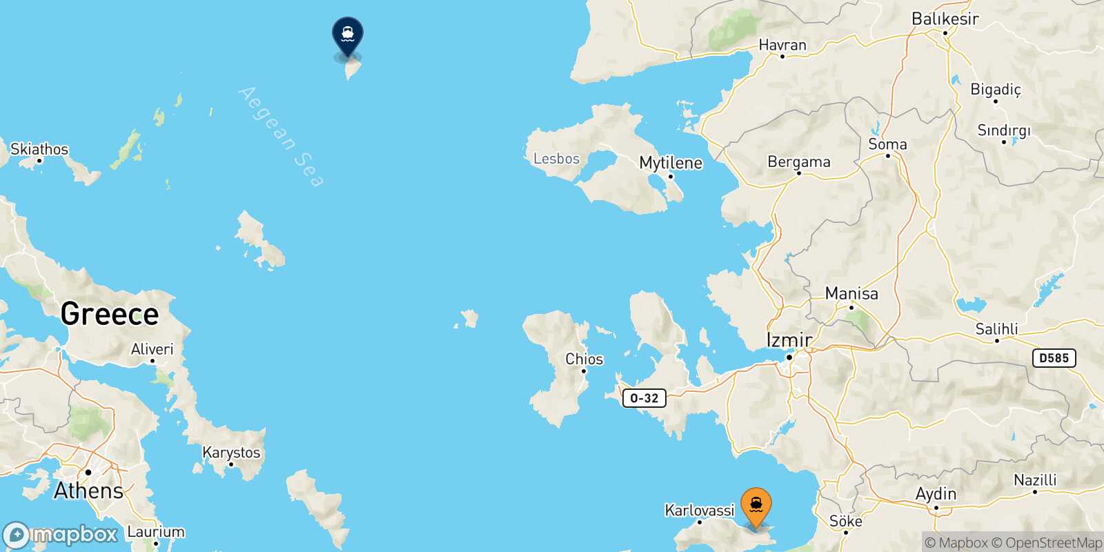 Mappa della rotta Vathi (Samos) Agios Efstratios