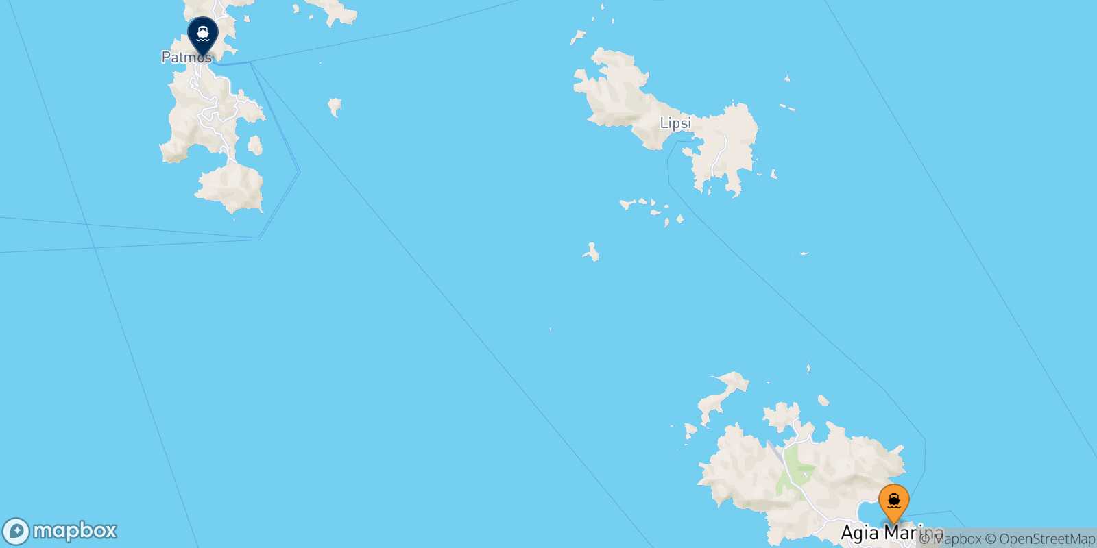 Mappa della rotta Agia Marina (Leros) Patmos
