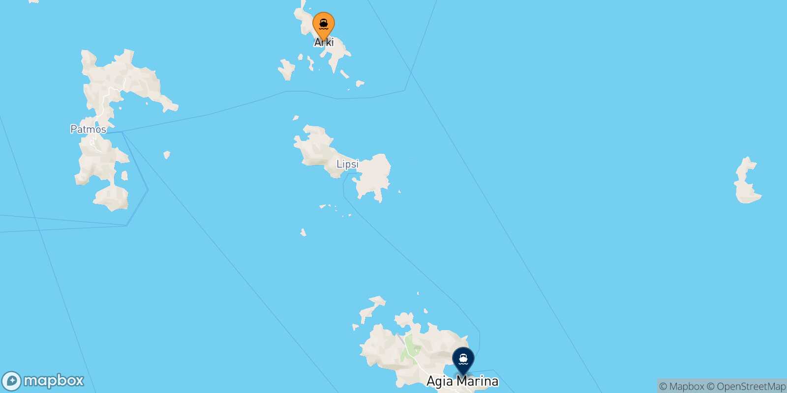 Mappa della rotta Arkyi Agia Marina (Leros)