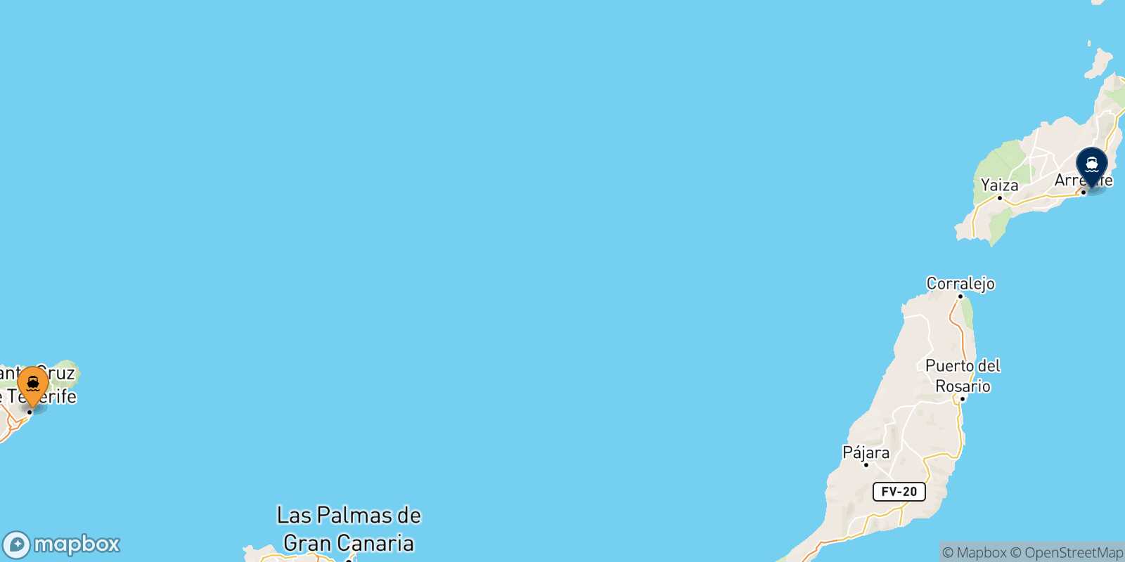Mappa della rotta Santa Cruz De Tenerife Arrecife (Lanzarote)