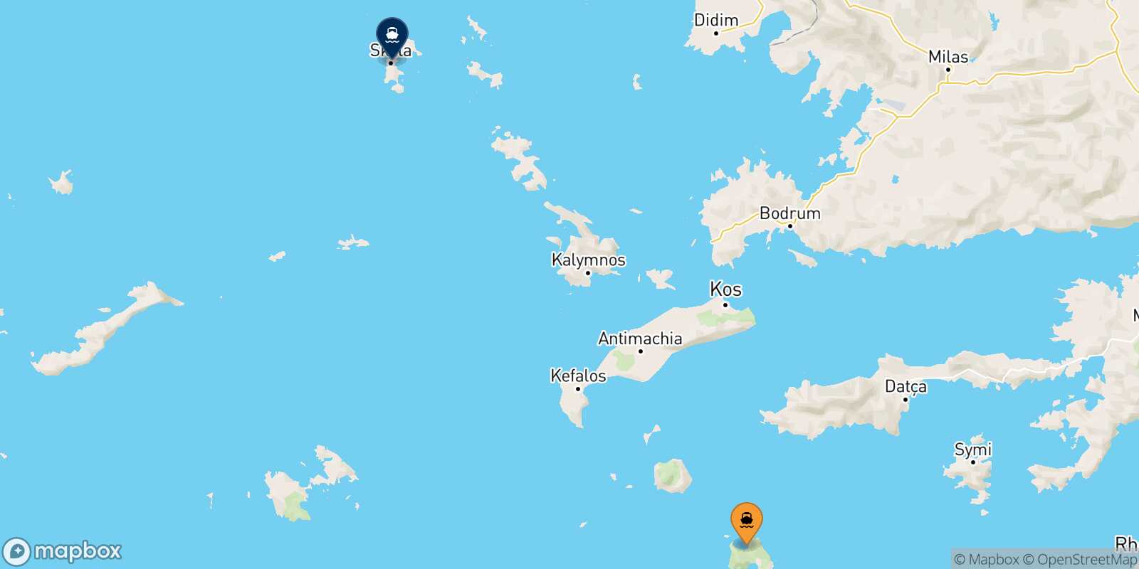 Mappa della rotta Tilos Patmos