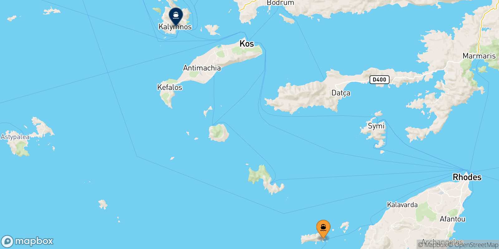 Mappa della rotta Chalki Kalymnos