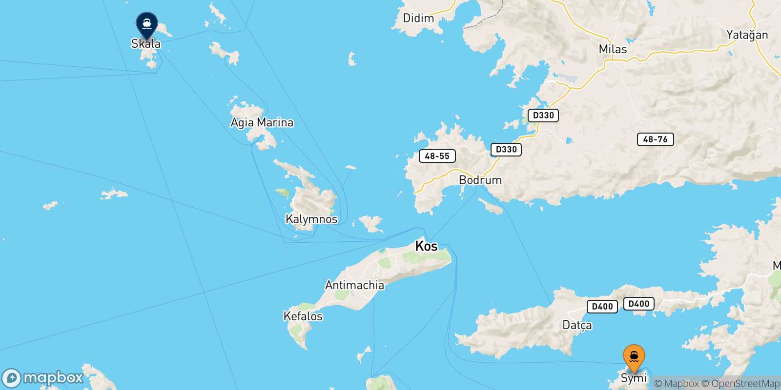 Mappa della rotta Symi Patmos