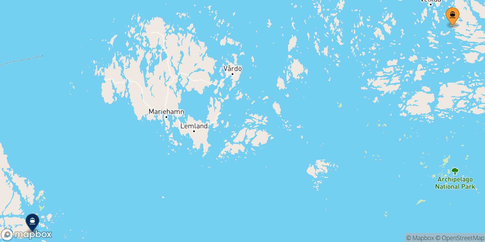 Mappa della rotta Turku Kapellskar
