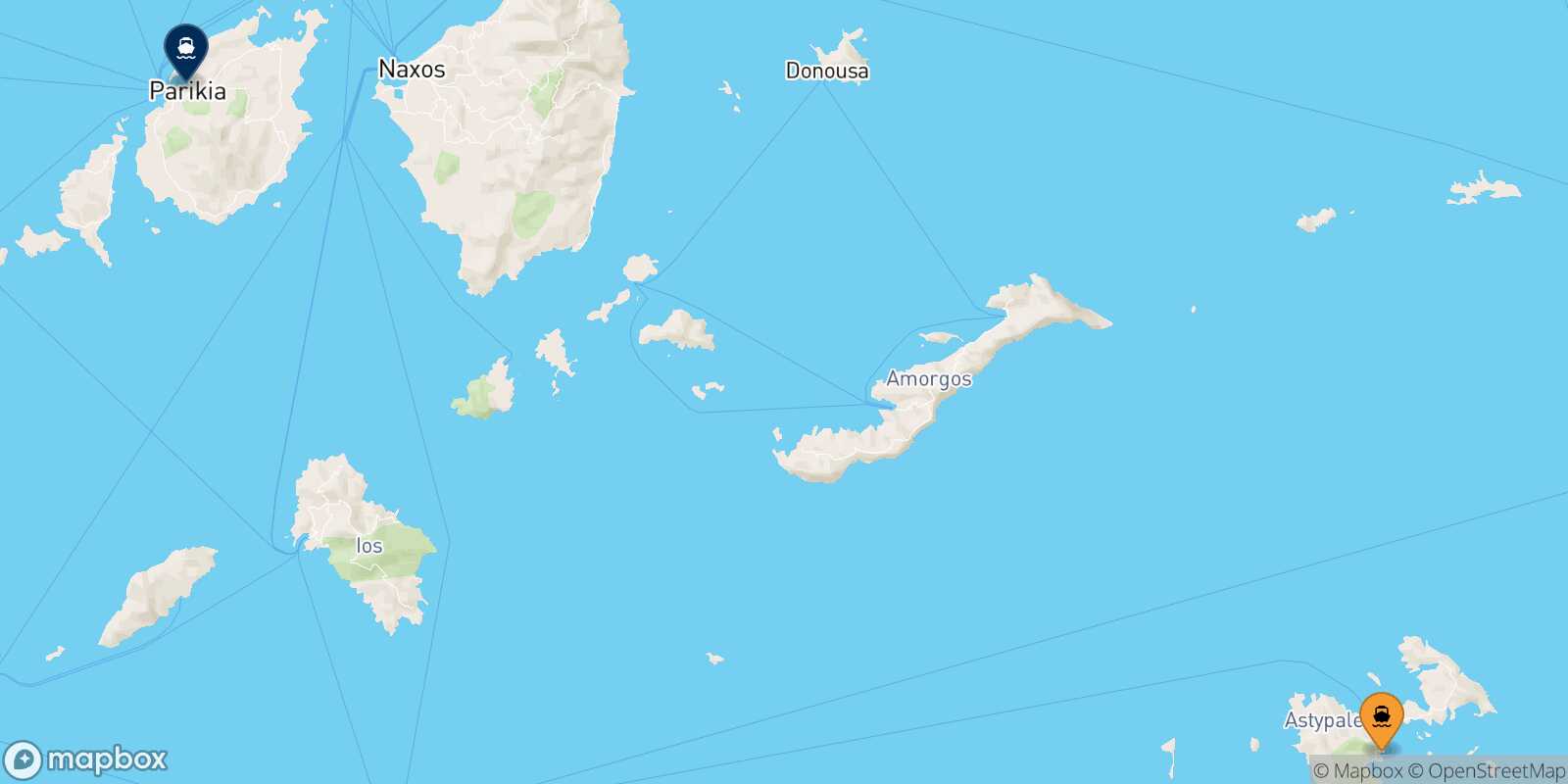 Mappa della rotta Astypalea Paros