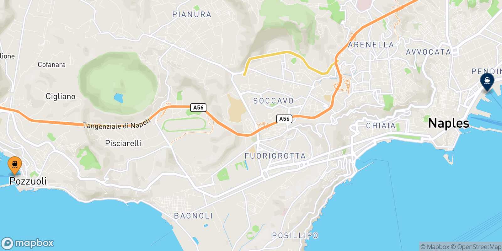 Mappa della rotta Casamicciola (Ischia) Napoli Beverello