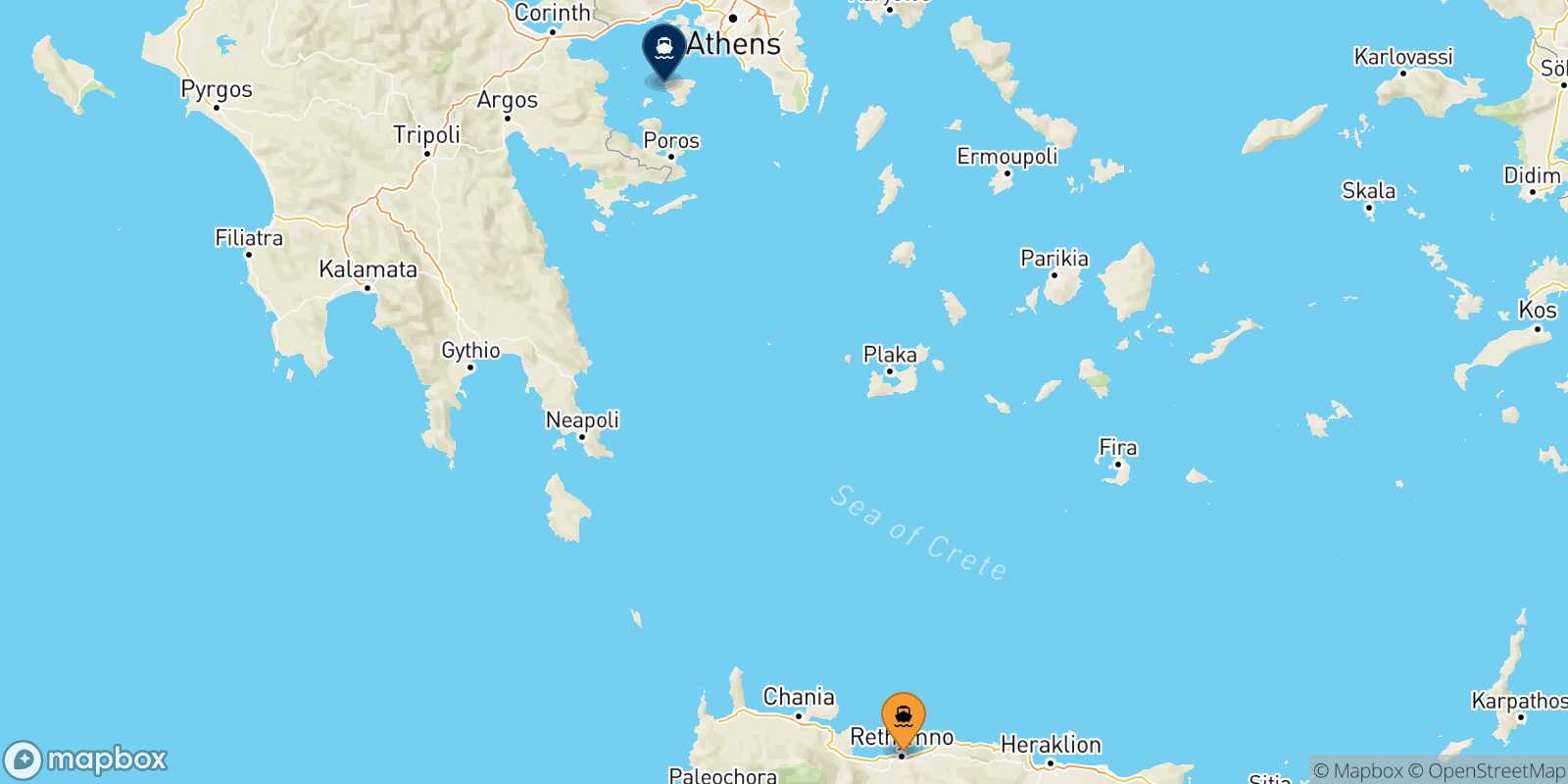 Mappa della rotta Myli (Agistri) Aegina