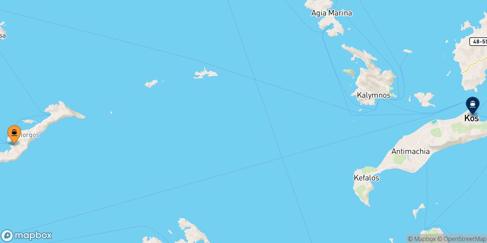 Mappa della rotta Katapola (Amorgos) Kos