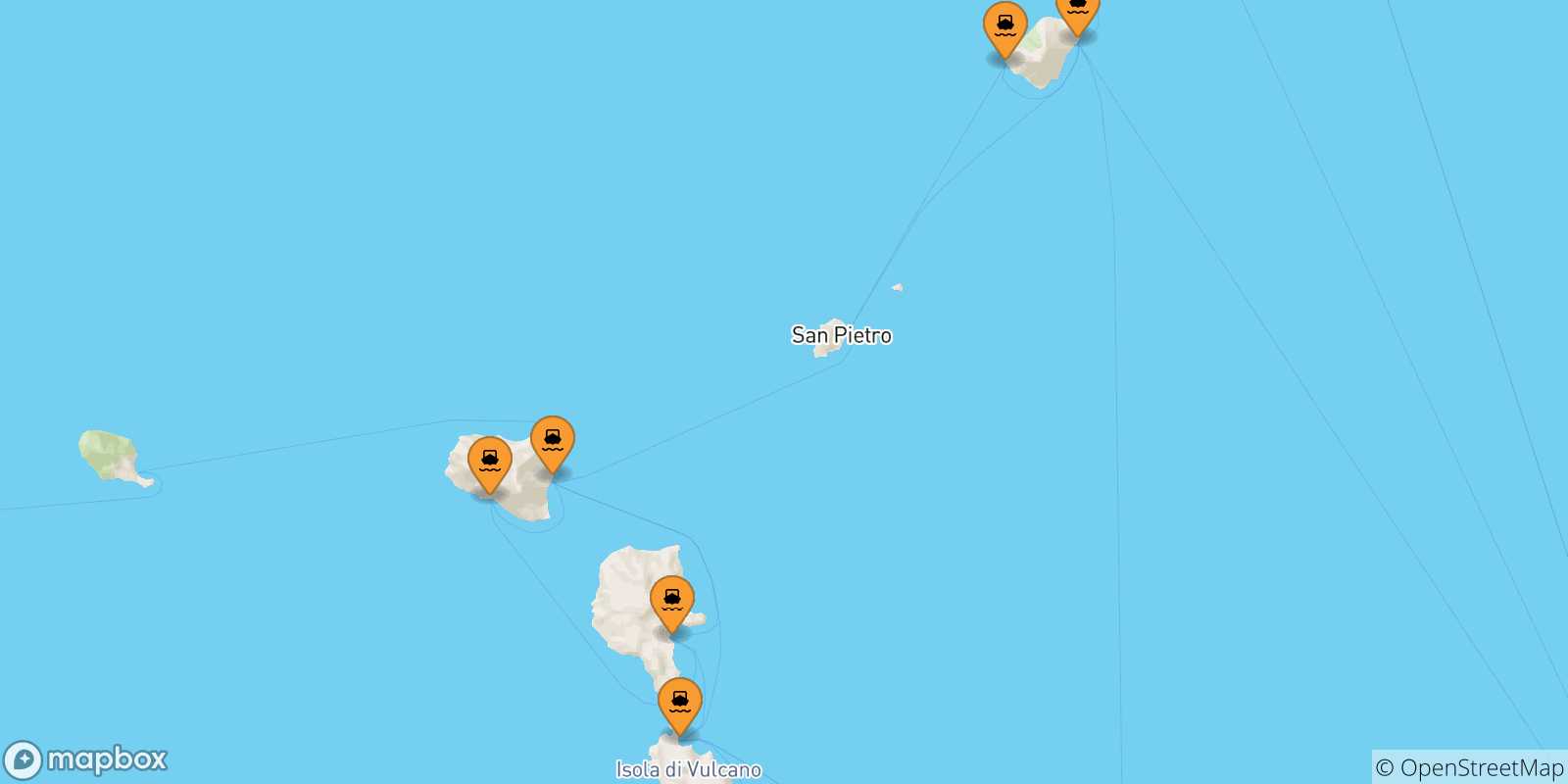 Mappa delle possibili rotte tra le Isole Eolie e Panarea