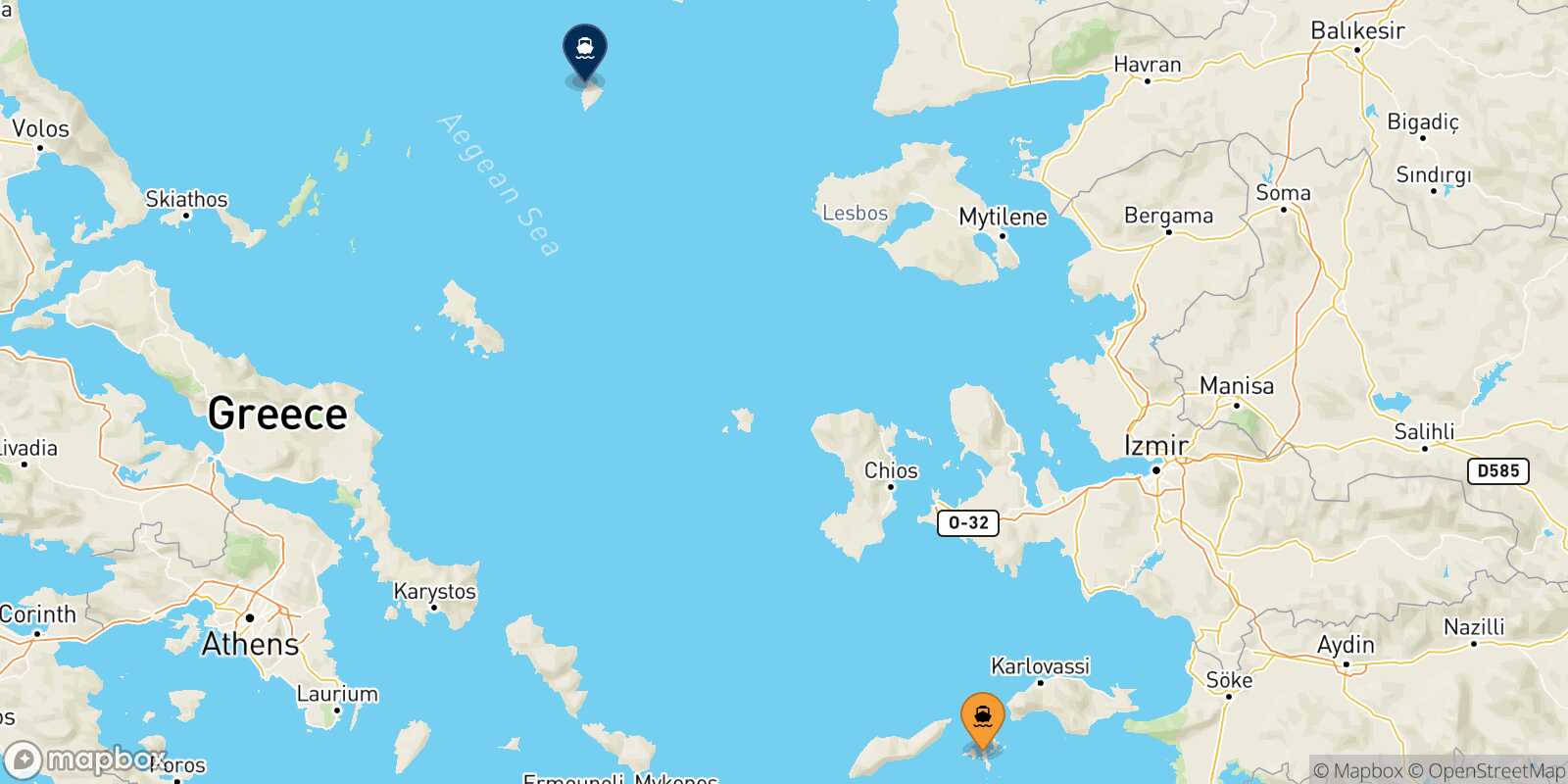 Mappa della rotta Fourni Agios Efstratios