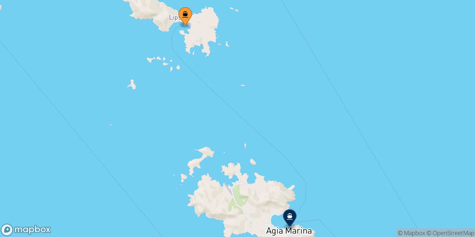 Mappa della rotta Lipsi Agia Marina (Leros)
