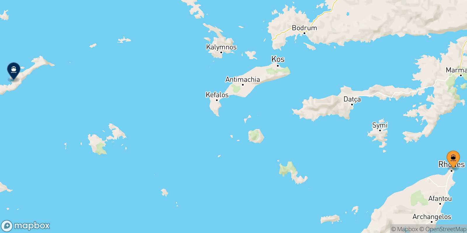 Mappa della rotta Rodi Katapola (Amorgos)