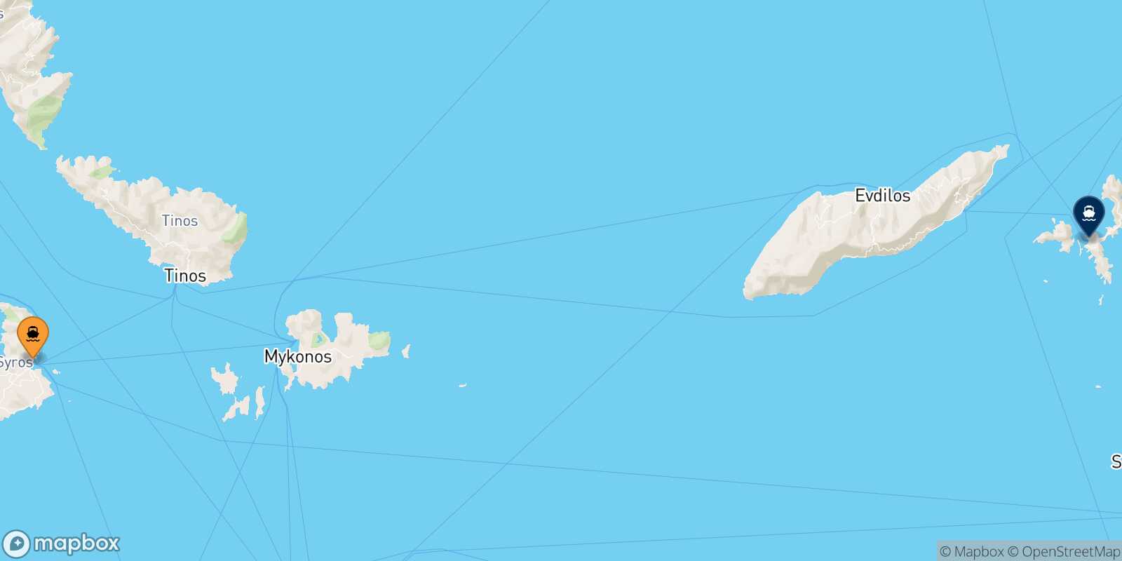 Mappa della rotta Syros Fourni