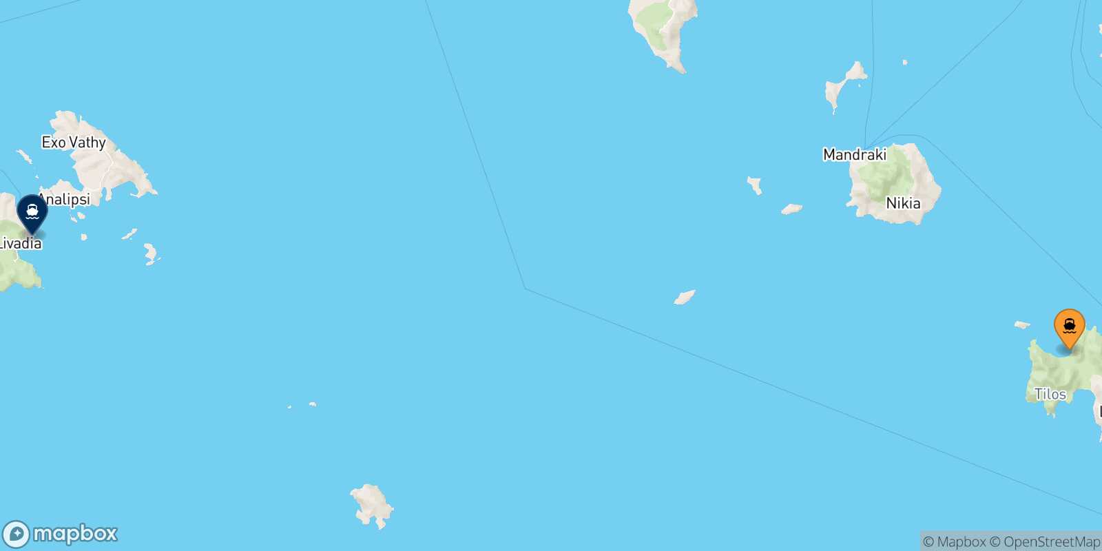 Mappa della rotta Tilos Astypalea