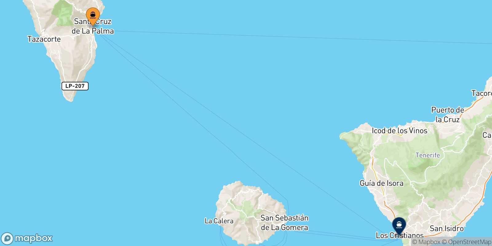 Mappa della rotta Santa Cruz De La Palma Los Cristianos (Tenerife)