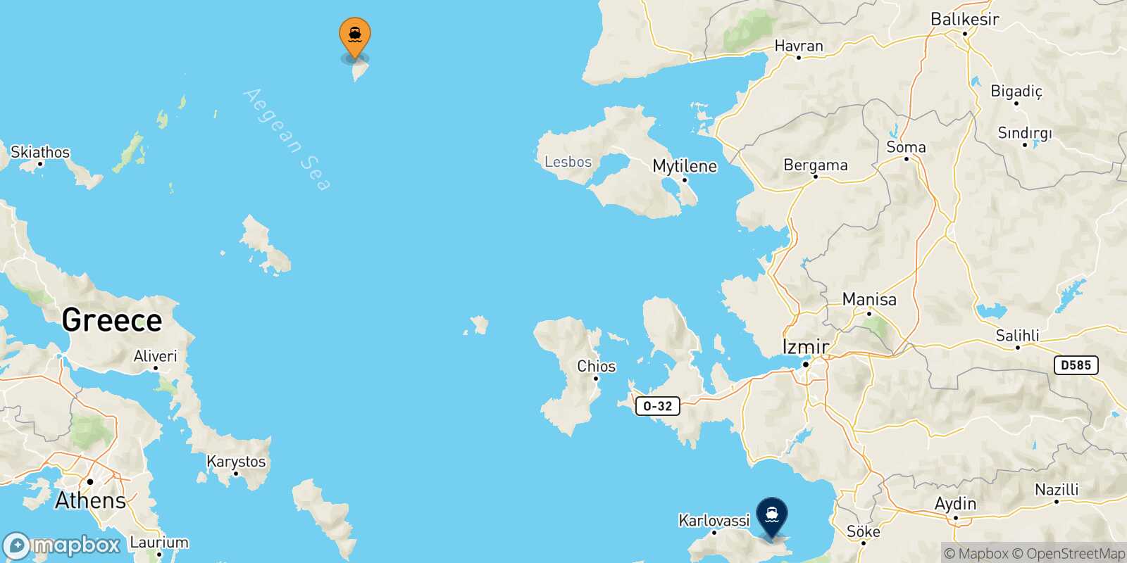 Mappa della rotta Agios Efstratios Vathi (Samos)