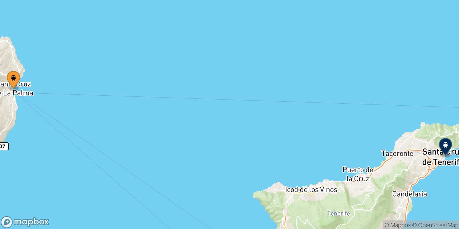 Mappa della rotta Santa Cruz De La Palma Santa Cruz De Tenerife