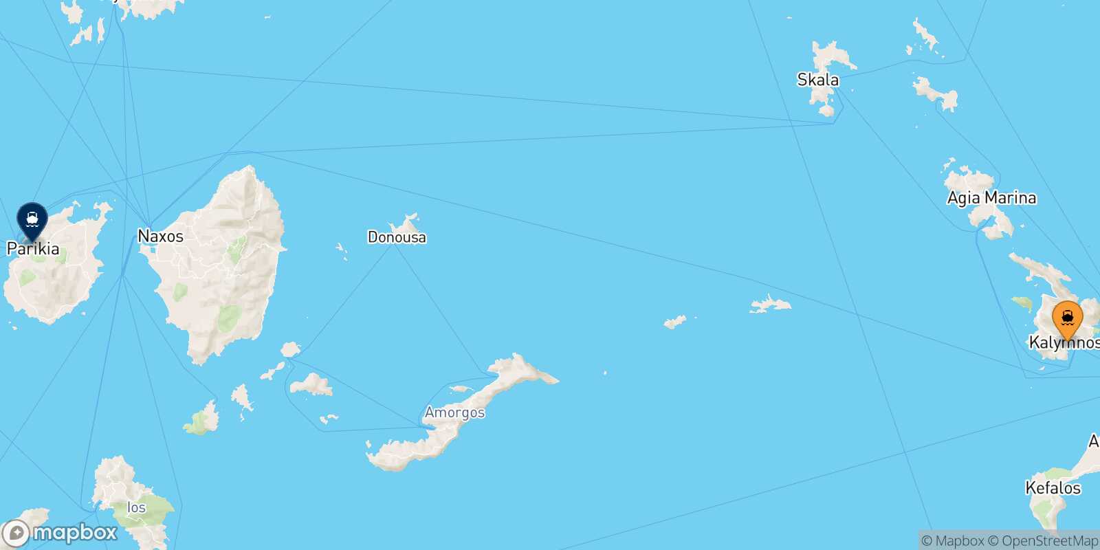 Mappa della rotta Kalymnos Paros