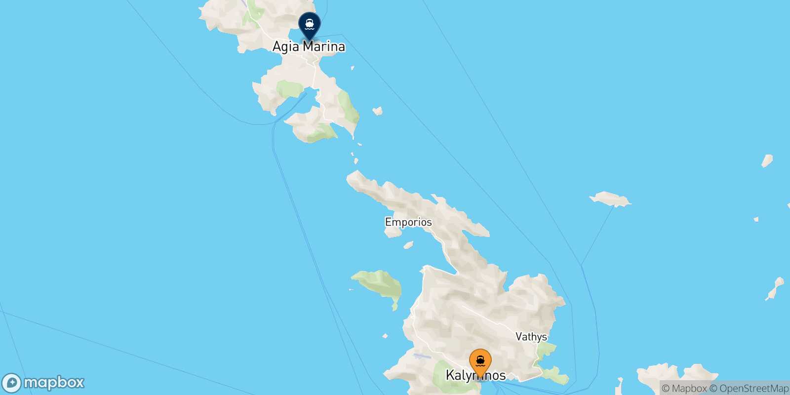 Mappa della rotta Kalymnos Agia Marina (Leros)