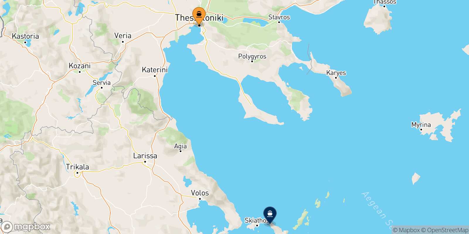 Mappa della rotta Salonicco Agnontas (Skopelos)
