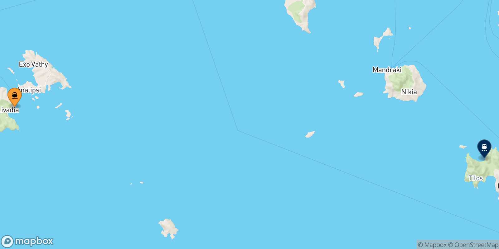 Mappa della rotta Astypalea Tilos