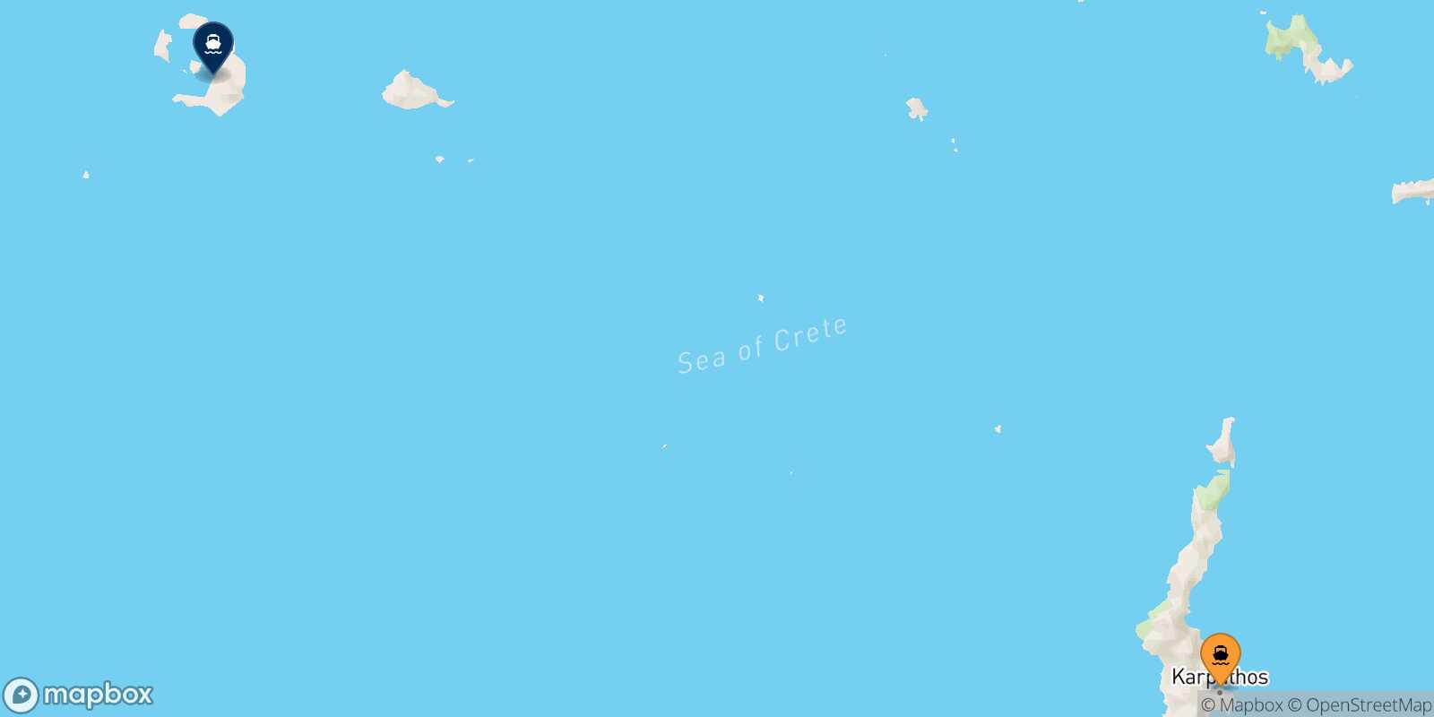 Mappa della rotta Karpathos Santorini