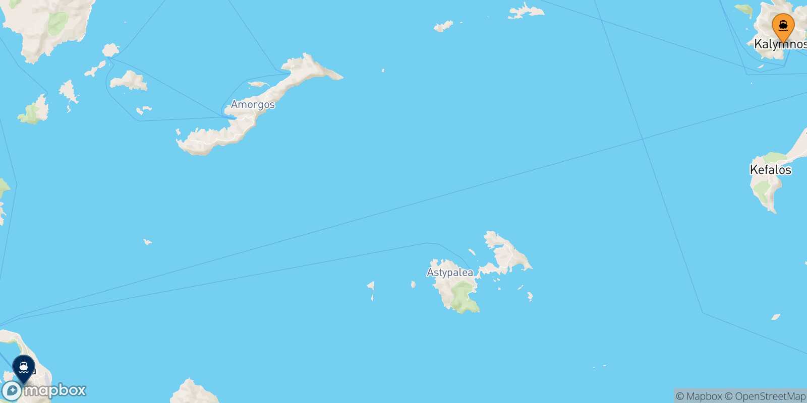 Mappa della rotta Kalymnos Santorini