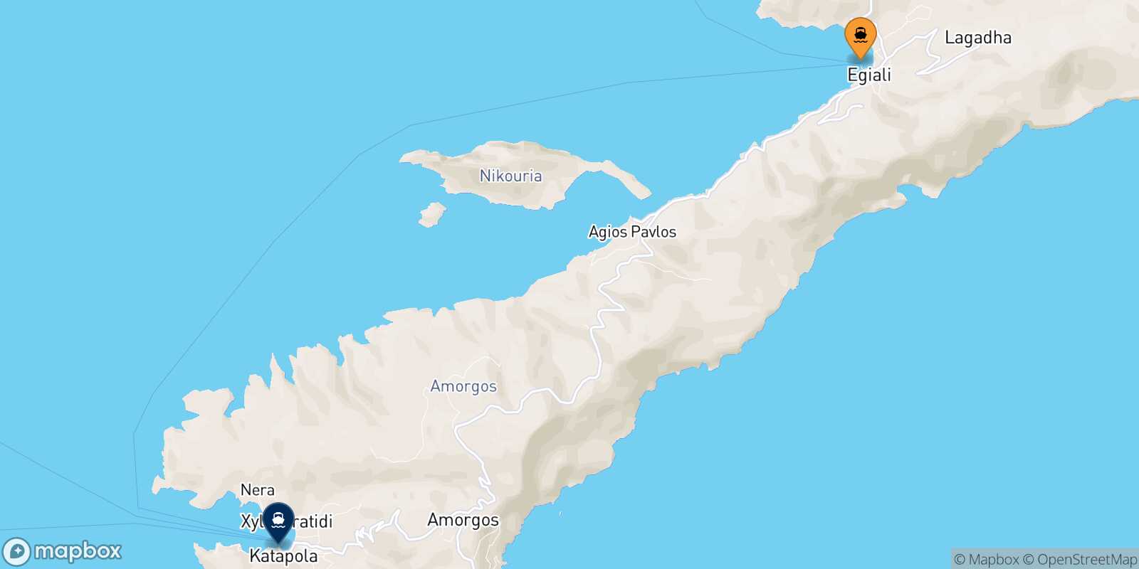 Mappa della rotta Aegiali (Amorgos) Katapola (Amorgos)