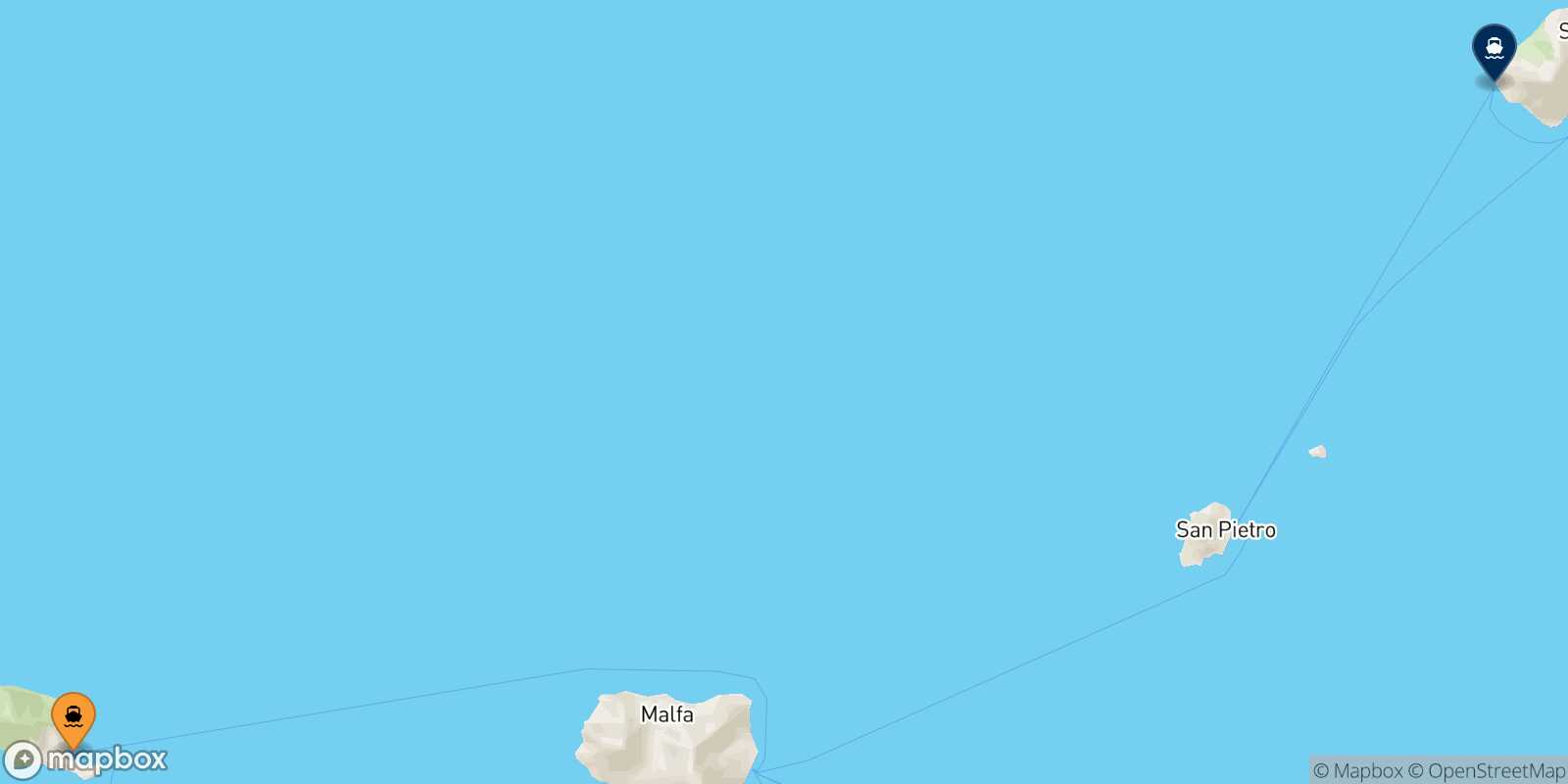 Mappa della rotta Filicudi Ginostra (Stromboli)