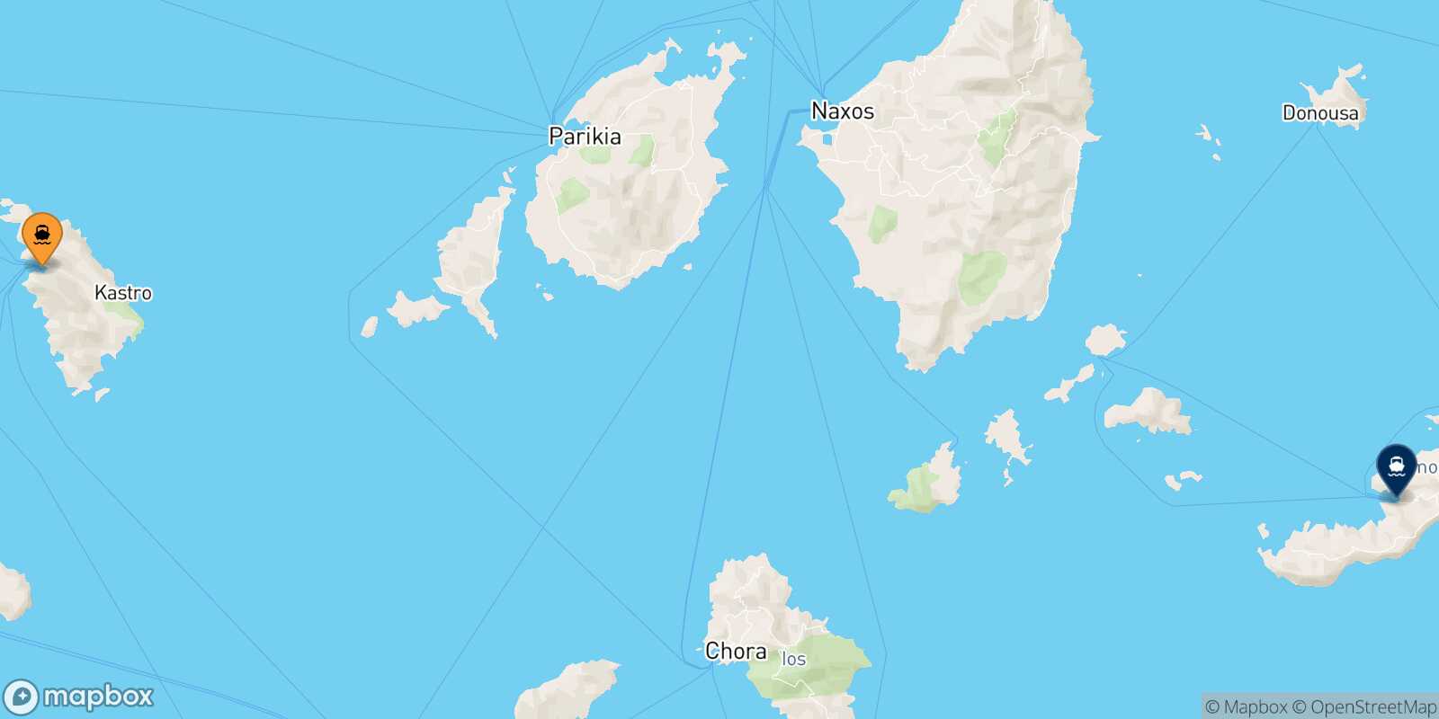 Mappa della rotta Sifnos Katapola (Amorgos)