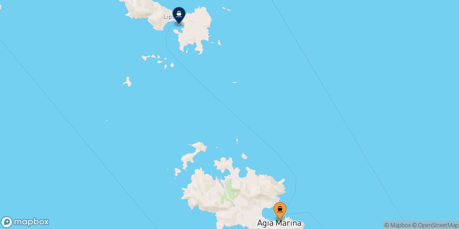 Mappa della rotta Agia Marina (Leros) Lipsi