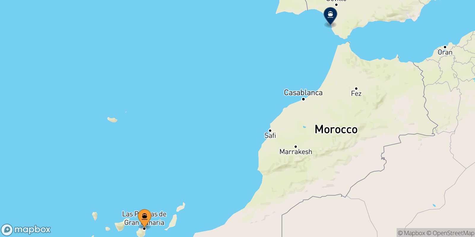 Mappa della rotta Las Palmas De Gran Canaria Cadice