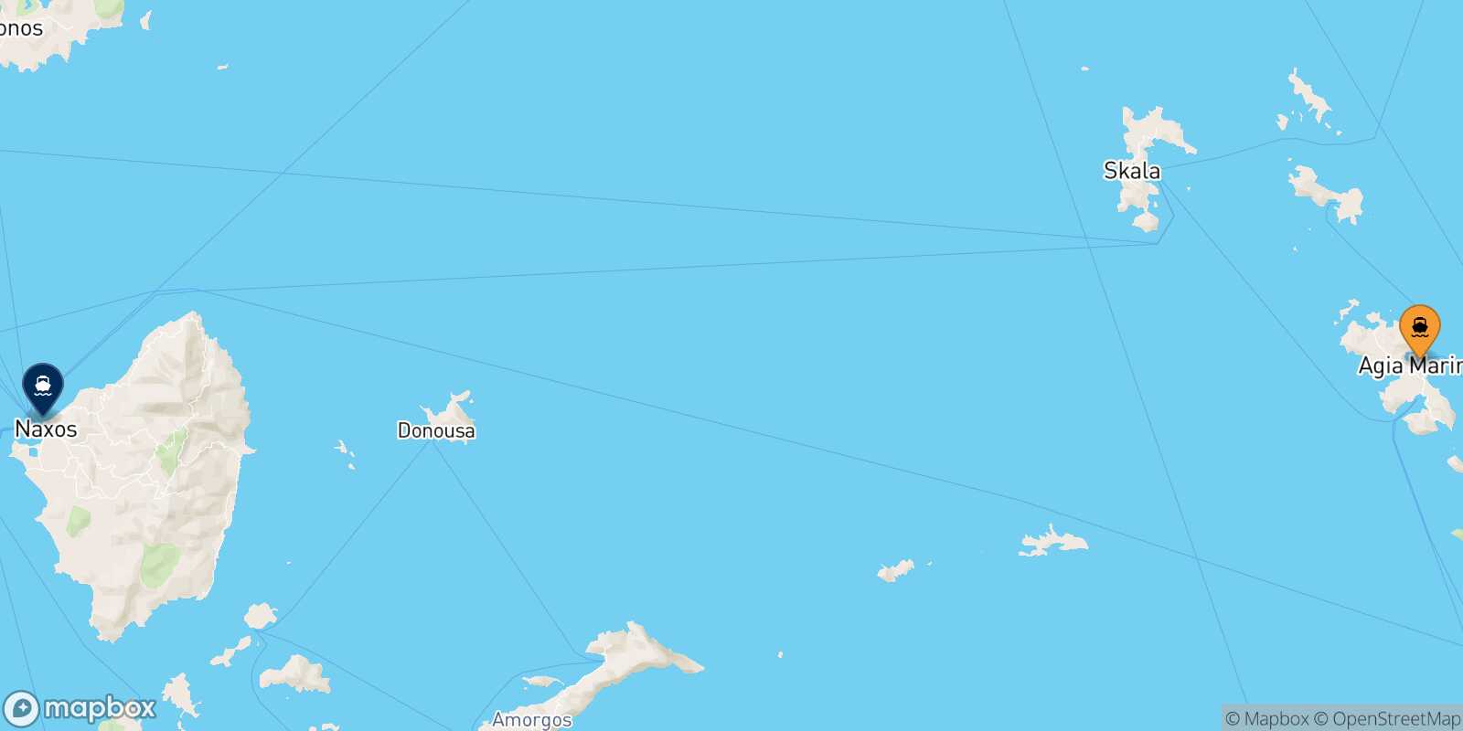 Mappa della rotta Leros Naxos