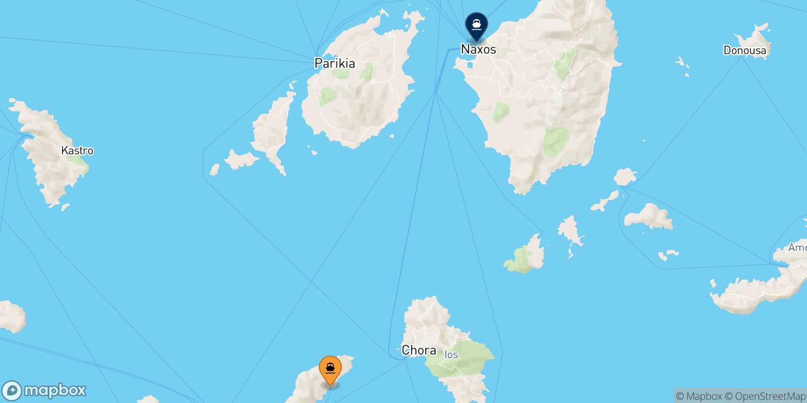 Mappa della rotta Sikinos Naxos