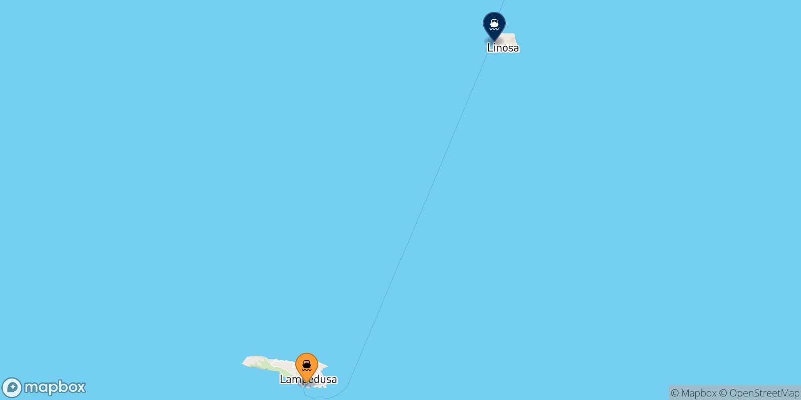 Mappa della rotta Lampedusa Linosa