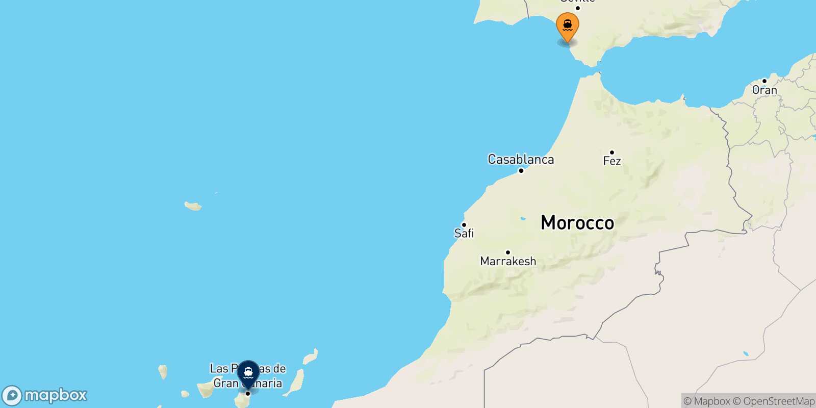Mappa della rotta Cadice Las Palmas De Gran Canaria