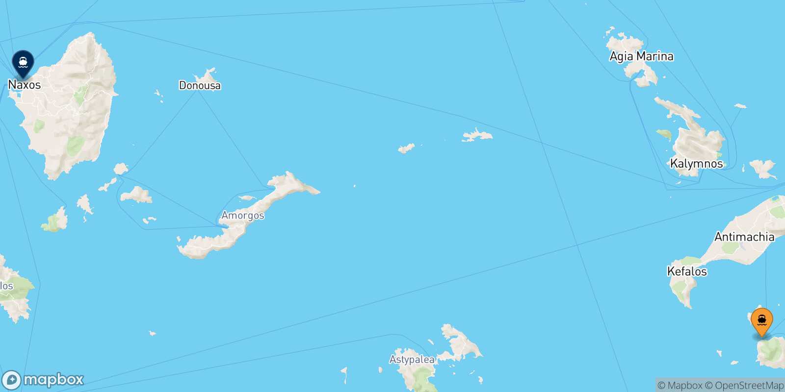Mappa della rotta Nisyros Naxos