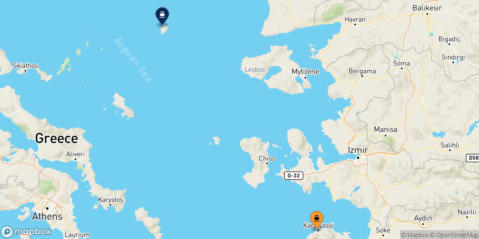 Mappa della rotta Karlovassi (Samos) Agios Efstratios