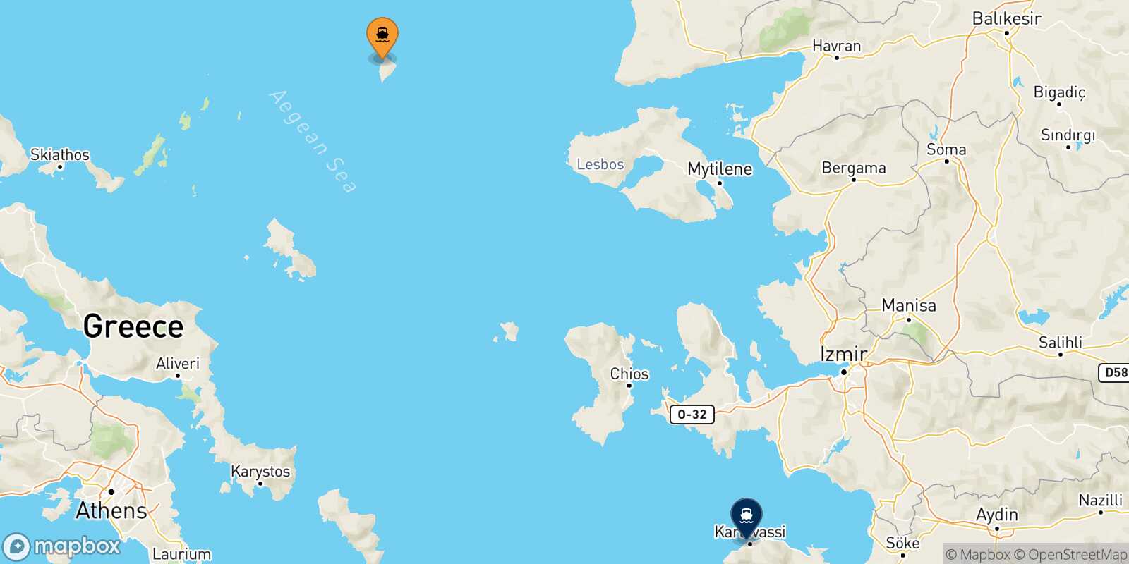 Mappa della rotta Agios Efstratios Karlovassi (Samos)