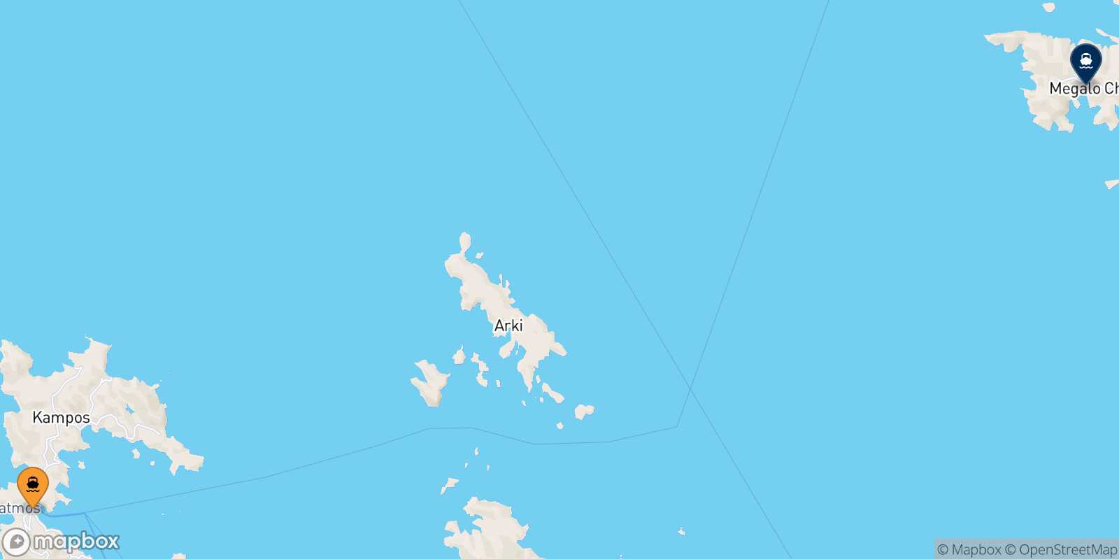 Mappa della rotta Patmos Agathonisi