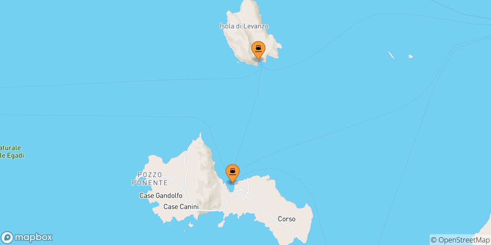 Mappa delle possibili rotte tra le Isole Egadi e Marettimo