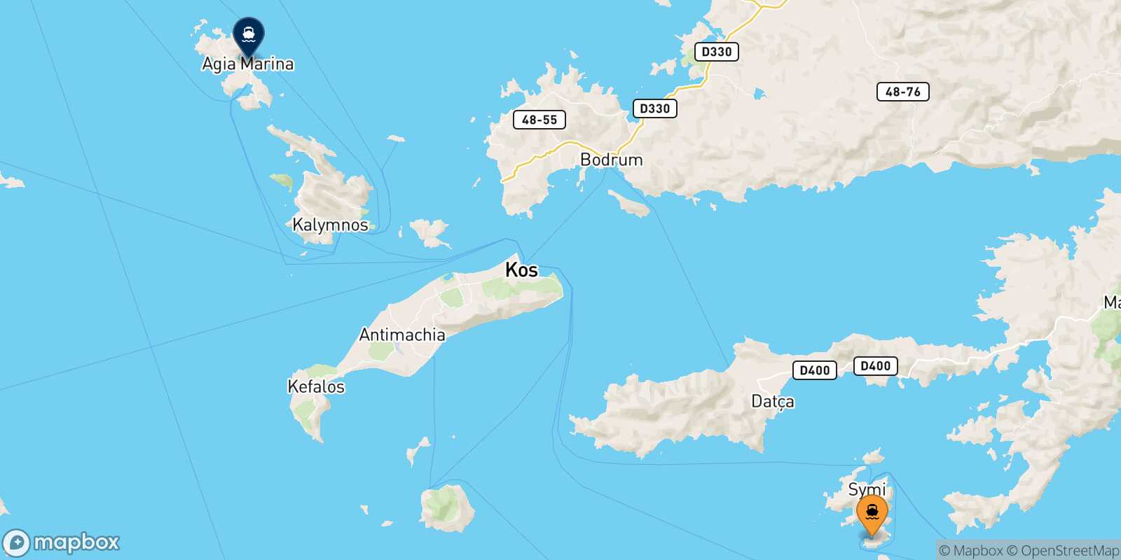 Mappa della rotta Panormitis (Symi) Leros