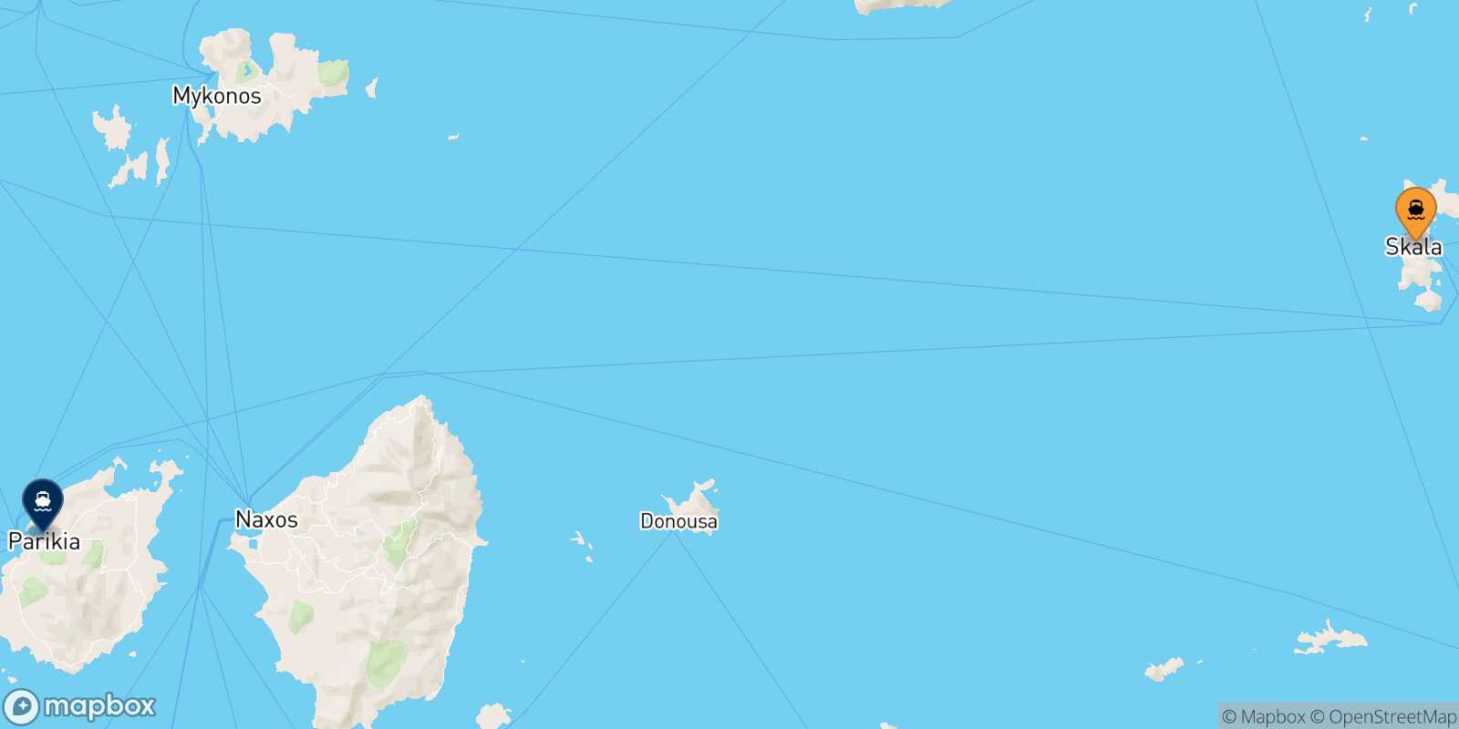 Mappa della rotta Patmos Paros