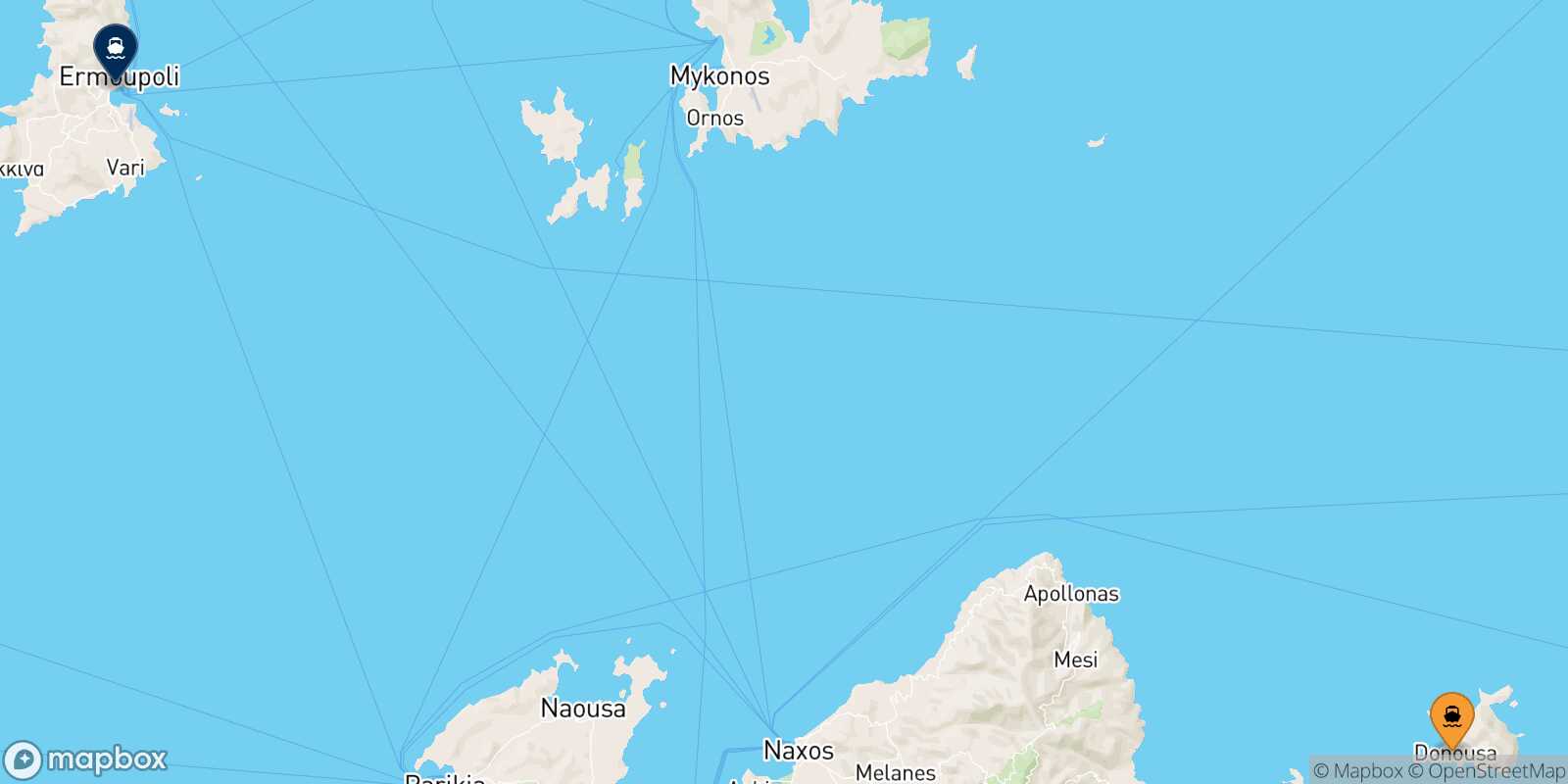 Mappa della rotta Donoussa Syros